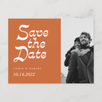 Moderne Retro-Hochzeit im Herbst Save the Date Ank