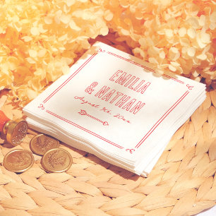 Moderne Retro-Hochzeit mit handgezeichnetem Cupido Serviette