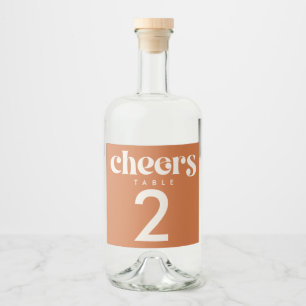 Moderne Retro-Hochzeitstisch-Nummer  Alkoholflaschenetikett