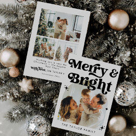 Moderne Retro Holiday Card Weihnachtsfamilie Foto Einladung