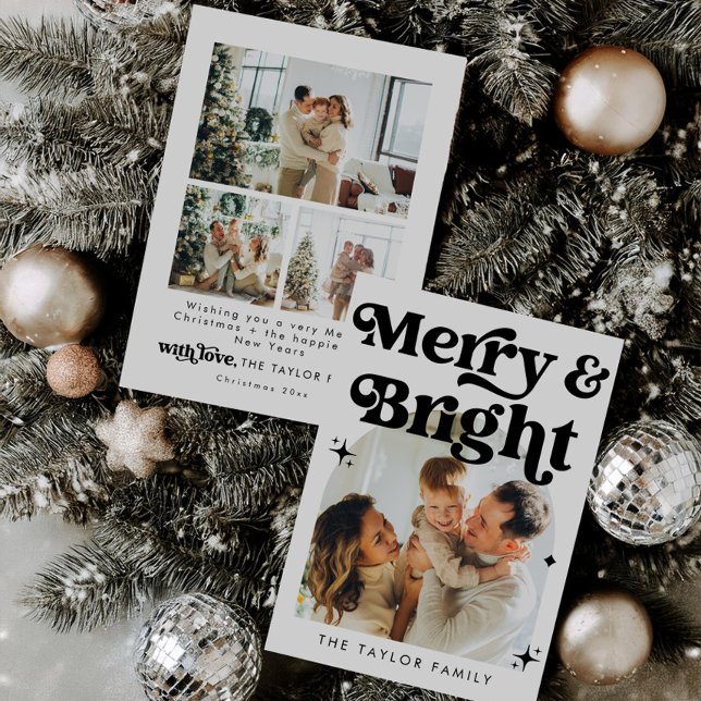 Moderne Retro Holiday Card Weihnachtsfamilie Foto Einladung (Von Creator hochgeladen)