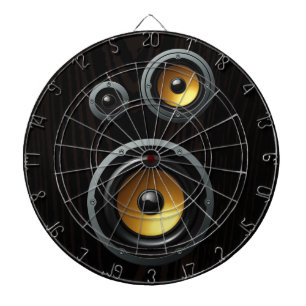 Moderne Retro-Holzstruktur-Lautsprecher-Trio Dartscheibe