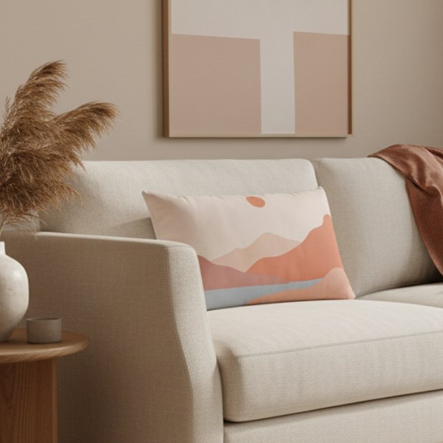 Moderne Retro Landschaft Orange Lendenkissen (Von Creator hochgeladen)