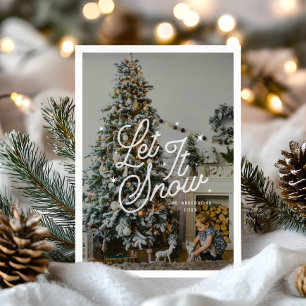 Moderne Retro Let It Snow Foto Weihnachtsschrift Feiertagskarte