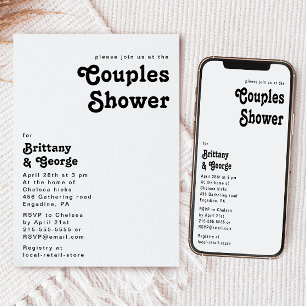Moderne Retro Lettering Couples Dusche Einladung