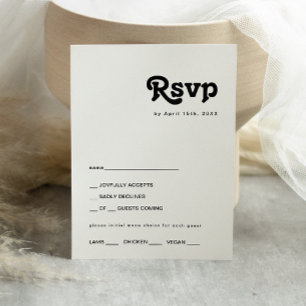 Moderne Retro Lettering Menü RSVP Card Karte