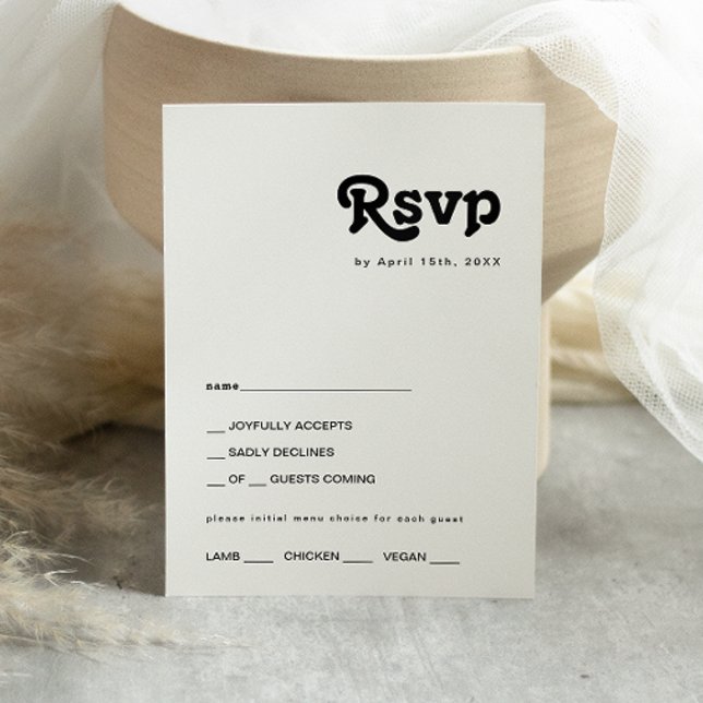 Moderne Retro Lettering Menü RSVP Card Karte (Von Creator hochgeladen)