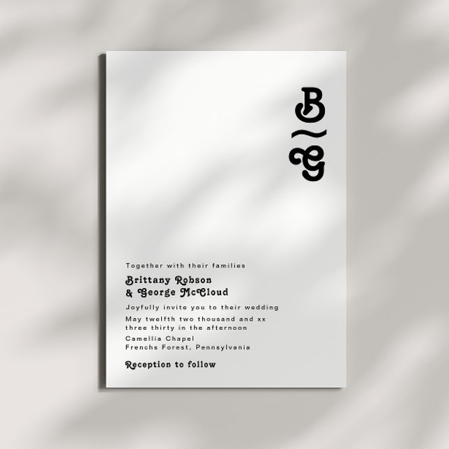 Moderne Retro Lettering Monogram Wedding Einladung (Von Creator hochgeladen)
