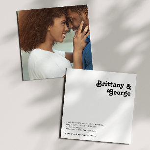 Moderne Retro Lettering Square Foto Hochzeit Einladung