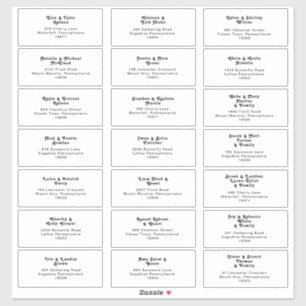 Moderne Retro Lettering Wedding Guest Address Aufkleber