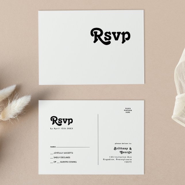 Moderne Retro Lettering Wedding RSVP Postcard Postkarte (Von Creator hochgeladen)