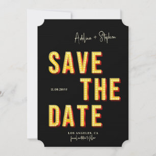 Moderne Retro-Licht-Marquee-Broadway-Style-Foto Save The Date
