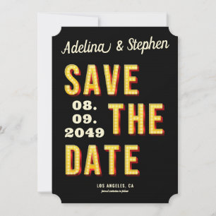 Moderne Retro-Licht-Marquee-Broadway-Style-Foto Save The Date