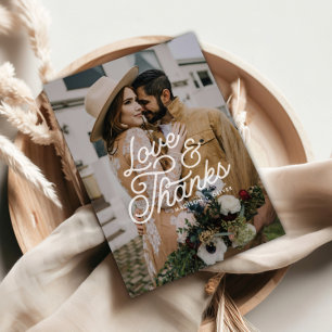 Moderne Retro-Liebe und dank Foto Hochzeit Dankeskarte