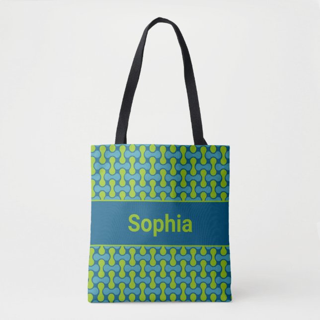 Moderne Retro-Link-Muster in Blau und Grün (Vorderseite)