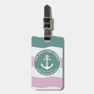 Moderne Retro-Miami-Sage-Lilac-Anker-Familienstran Gepäckanhänger