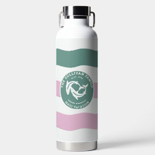 Moderne Retro Miami Salbei Flieder Hai Familie Trinkflasche