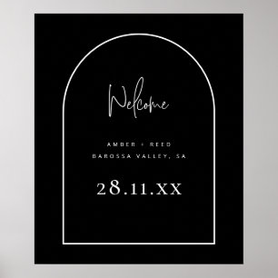 Moderne Retro-Minimalist-Schrift Schwarze Hochzeit Poster