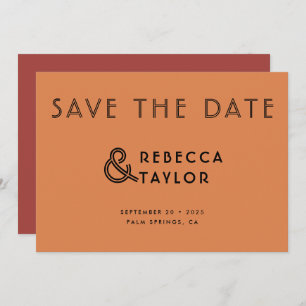 Moderne Retro Minimalistisch Orange Red Wedding Save The Date
