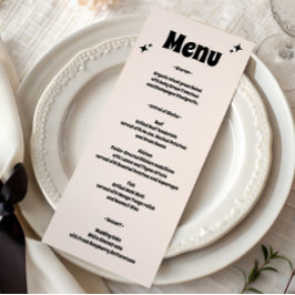 Moderne Retro-Minimalistische Hochzeit Menükarte