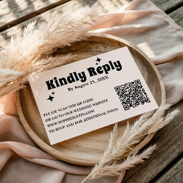 Moderne Retro-Minimalistische Hochzeit RSVP Karte