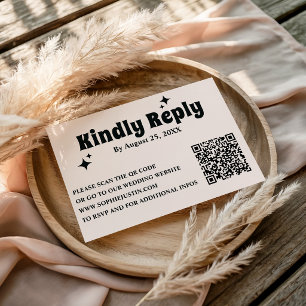 Moderne Retro-Minimalistische Hochzeit RSVP Karte