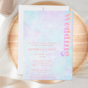 Moderne Retro-Minimalistische Pastelhochzeit Einladung