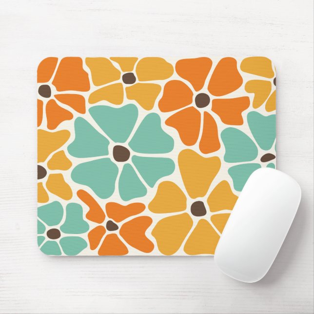 Moderne Retro Mod floral Mitte des Jahrhunderts Mousepad (Mit Mouse)