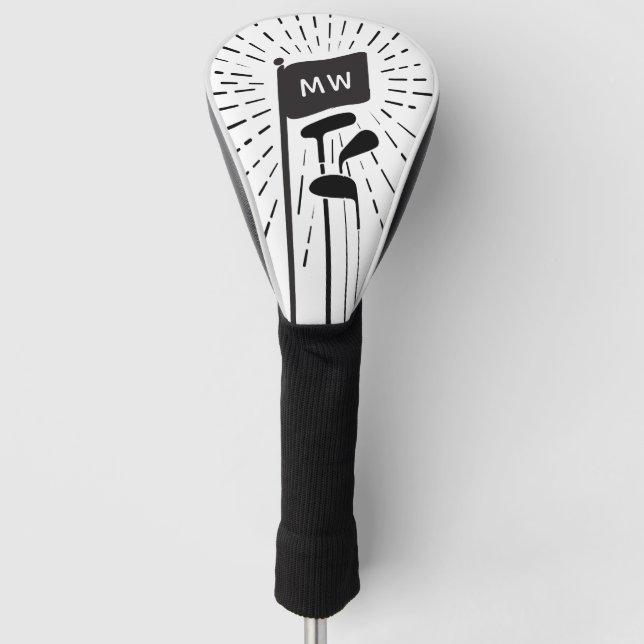 Moderne Retro Monogram Initials Golf Clubs Headcover (Vorderseite)