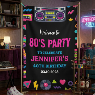 Moderne Retro-Neon-80er-Geburtstagsfeier für Erwac Banner