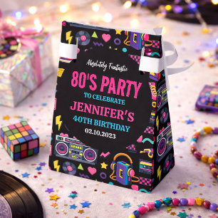 Moderne Retro-Neon-80er-Jahre-Geburtstagsfeier für Geschenkschachtel