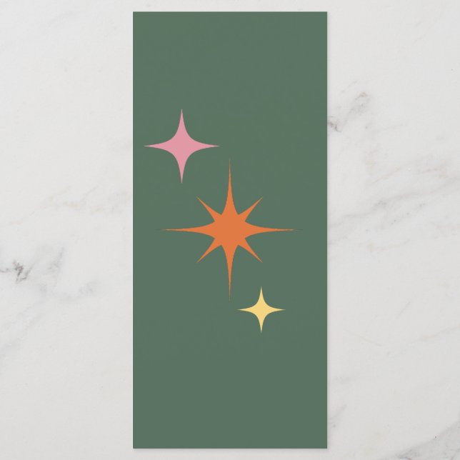 Moderne Retro Olive Green & Pink Hochzeit Menükarte (Rückseite)