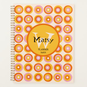 Moderne Retro Orange Circles 2023 für Monogramm Planer