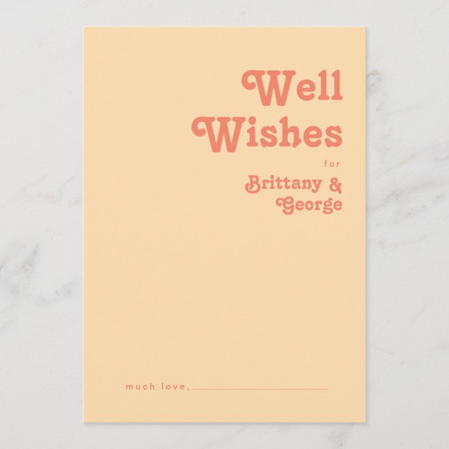 Moderne Retro Orange Cream Wedeling Well Card Hinweiskarte (Vorderseite)