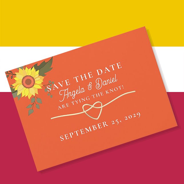 Moderne Retro Orange Hochzeit Save The Date (Von Creator hochgeladen)