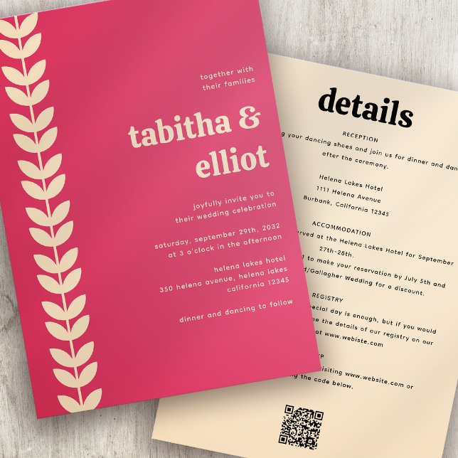 Moderne Retro-QR-Code-Hochzeit Alles in einem Einladung (Von Creator hochgeladen)