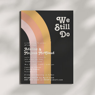 Moderne Retro-Regenbogen dunkel, wir machen noch i Einladung