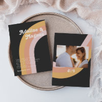 Moderne Retro-Regenbogen-Monogramm-Foto Dunkle Hoc