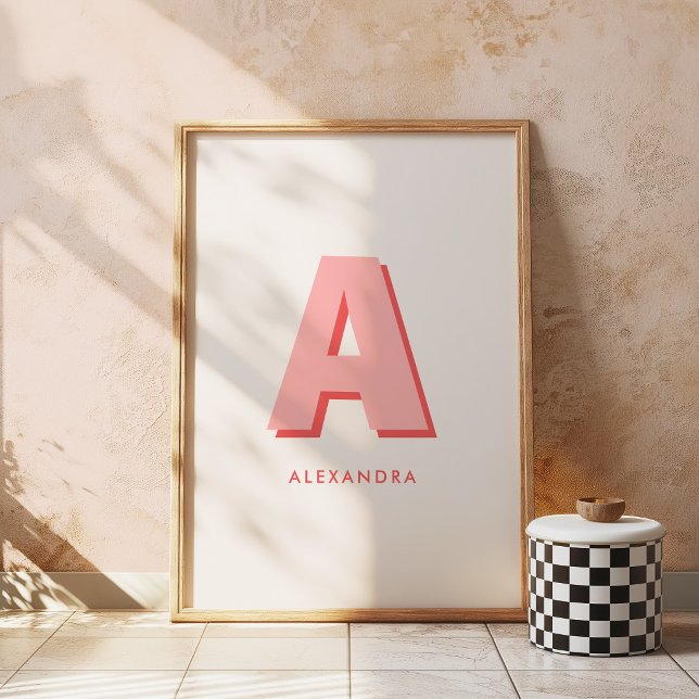Moderne Retro Rosa Benutzerdefiniertes Monogramm A Poster (Von Creator hochgeladen)