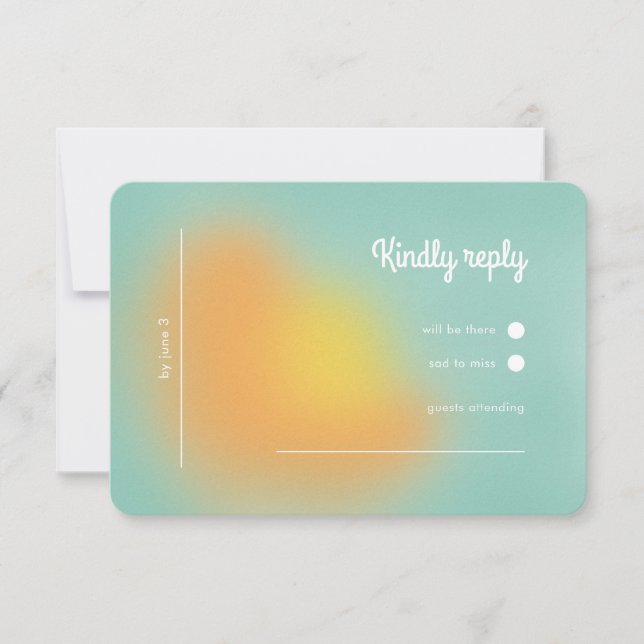 Moderne Retro rosa Orange Gradient Ombré Wedding RSVP Karte (Vorderseite)