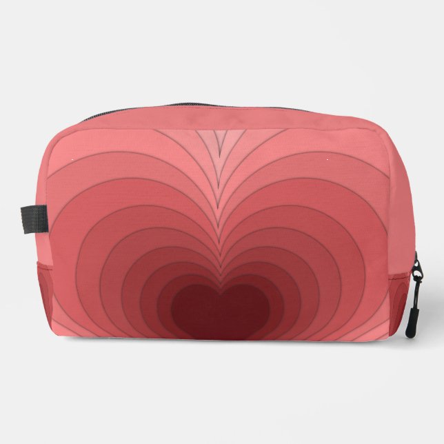 Moderne Retro rosa rote Herzdrucktüte Nähtasche Waschbeutel (Vorderseite)