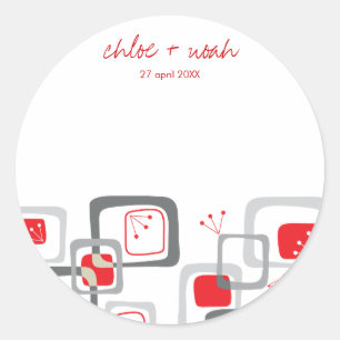 Moderne Retro-Rotkreuz-Plätze für Hochzeitsticker Runder Aufkleber