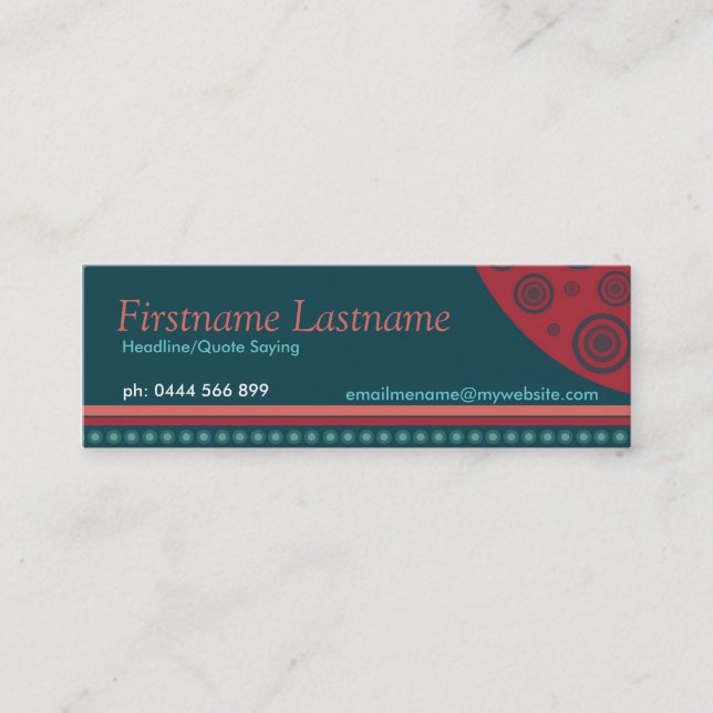 Moderne Retro-Rundstreifen Mini-Visitenkarten Mini Visitenkarte (Vorderseite)