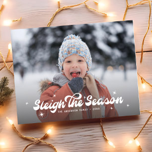 Moderne Retro-Schlitten Die Saison Foto Weihnachte Feiertagspostkarte