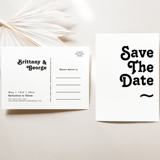 Moderne Retro-Schrift Save the Date Einladungspostkarte (Von Creator hochgeladen)