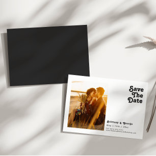 Moderne Retro-Schrift Save the Date horizontal Magneteinladung