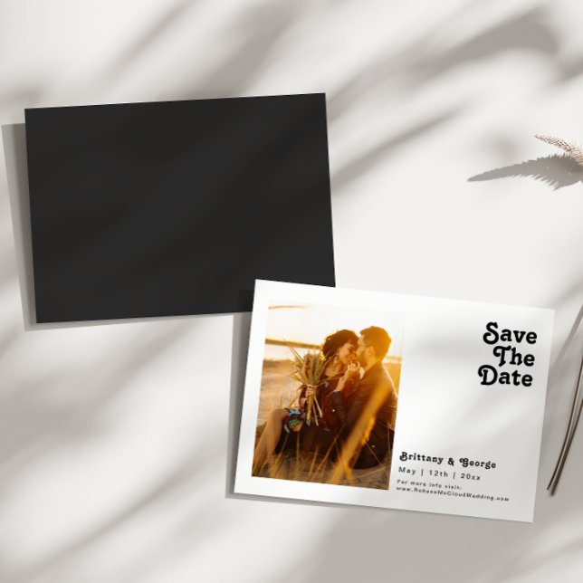 Moderne Retro-Schrift Save the Date horizontal Magneteinladung (Von Creator hochgeladen)