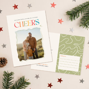 Moderne Retro-Schriftfamilien-Weihnachtsfoto Feiertagspostkarte