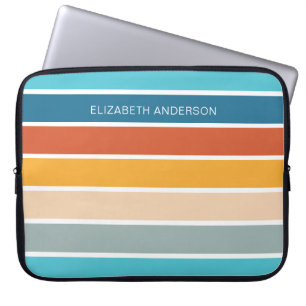 Moderne Retro-Sonnenuntergangsstreifen Personalisi Laptopschutzhülle