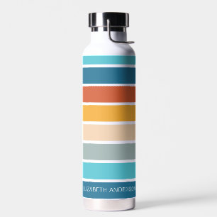 Moderne Retro-Sonnenuntergangsstreifen Personalisi Trinkflasche